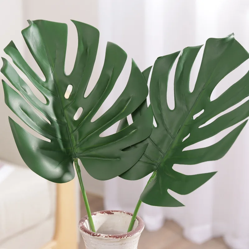 Искусственные растения Monstera пластиковые листья тропической пальмы аксессуары