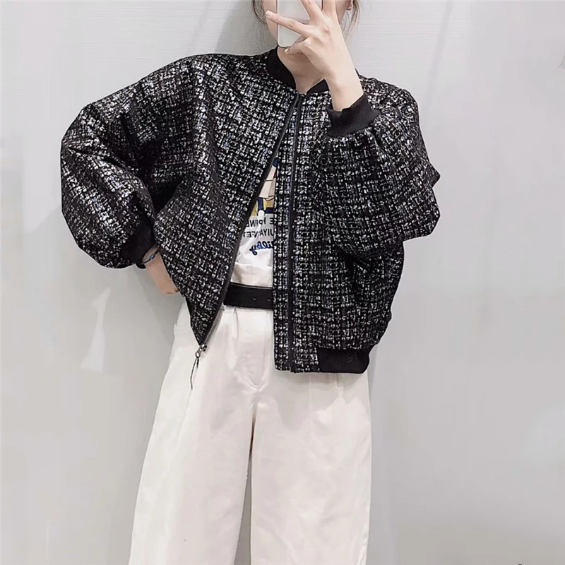 Женская замшевая куртка-бомбер винтажная Черная куртка большого размера в