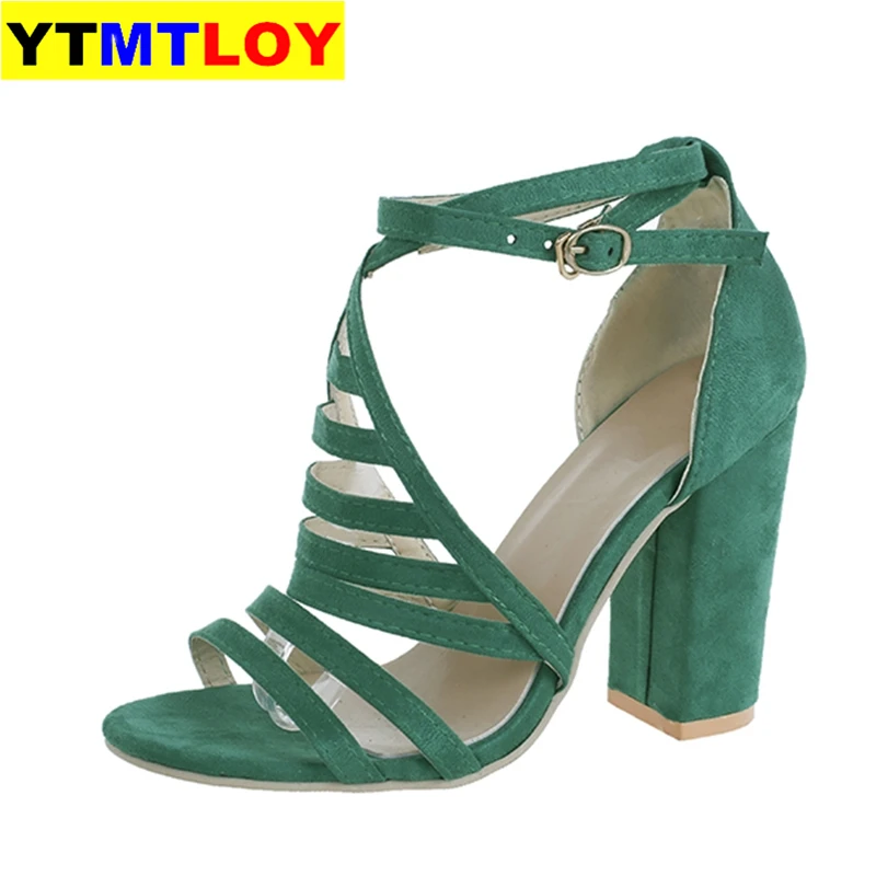 Сандалии женские с открытым носком босоножки на высоком массивном каблуке