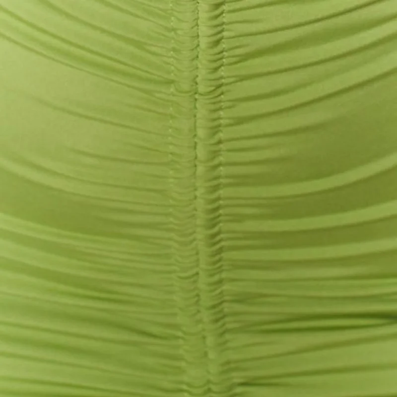 

2021Hollow Out Sexy Dress Women Green Halter Neck Sleeveless Y2K Dress Backless Shirring Summer Bodycon Mini Dresses Beach Party