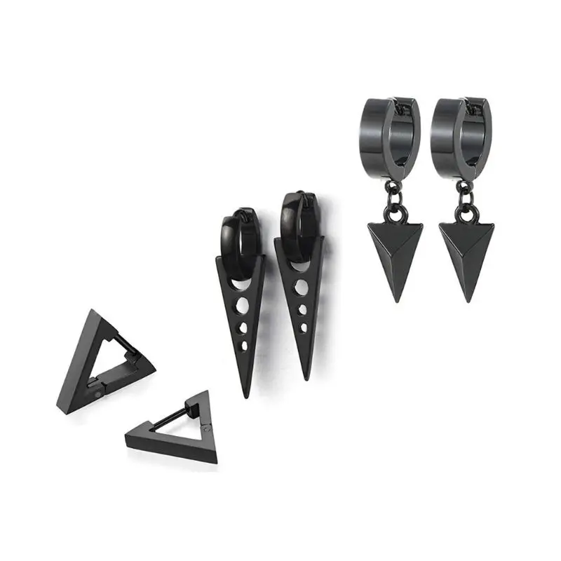 

Pair/set Fashion Triangle Stainless Steel Personality Earrings Stud Set Punk Street Style Men Women Earring
