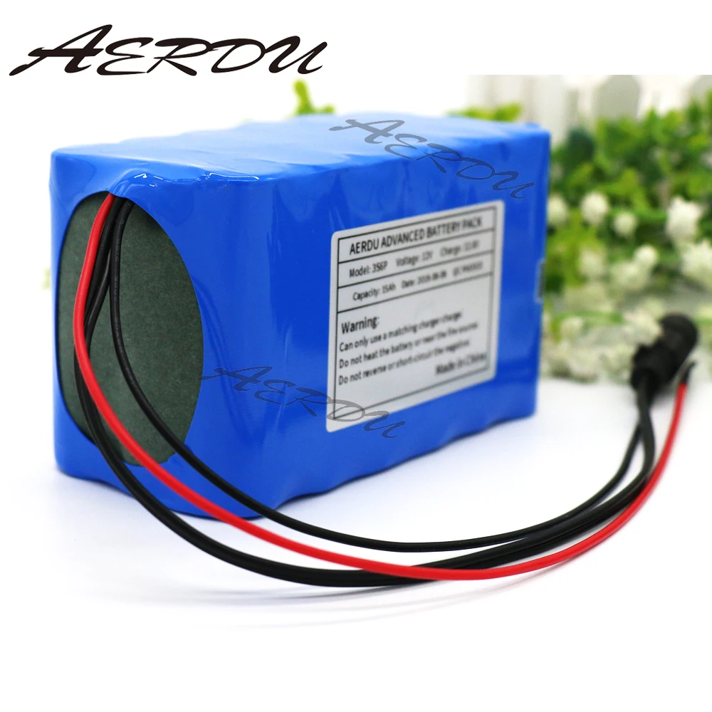 AERDU 12V 3S6P 15Ah большой емкости 11 1 V 12 6 18650 Литий Перезаряжаемые аккумуляторная