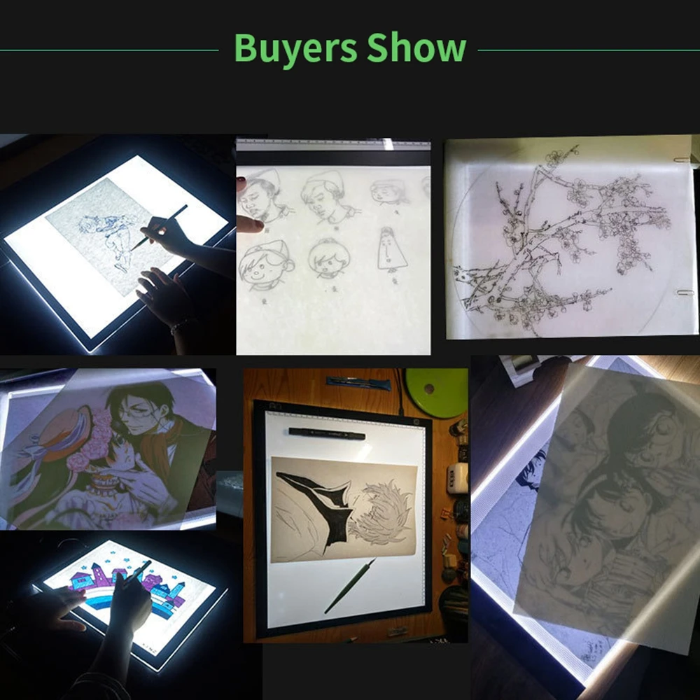 Доска для рисования со светодиодной подсветкой 3 уровня с регулируемой яркостью |