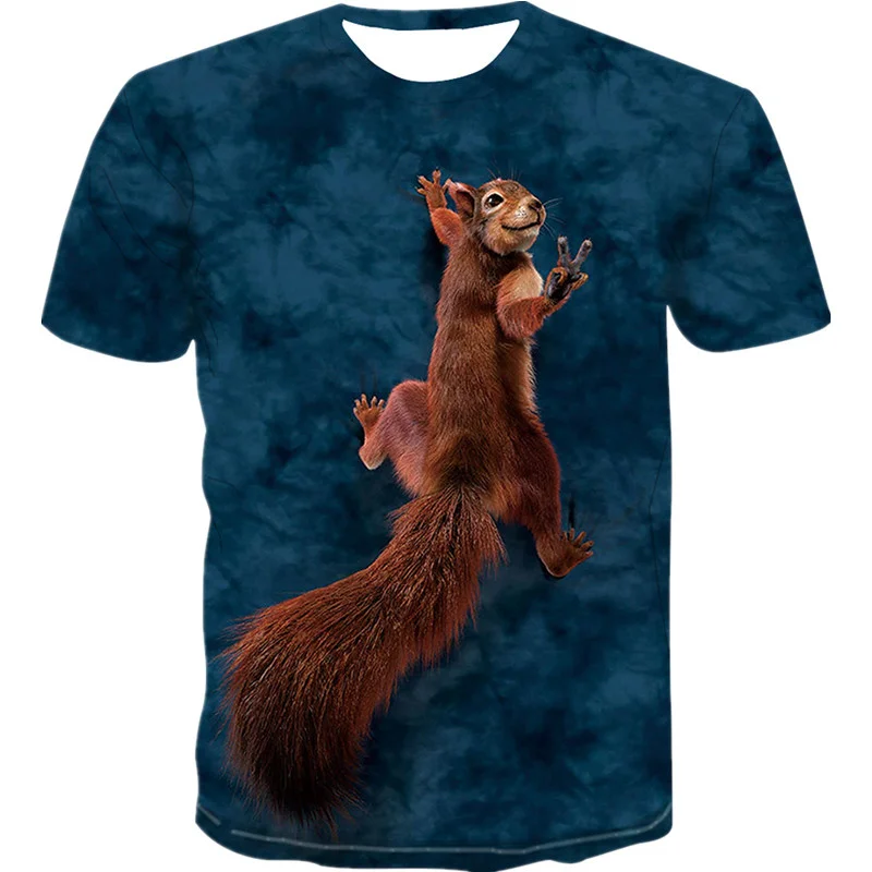 

2021 Men's Squirrel Oversized T-shirt 3D Printing Cute Animal Pattern Summer Men/Female Funny Pet Fashion Short Sleeve Pullover