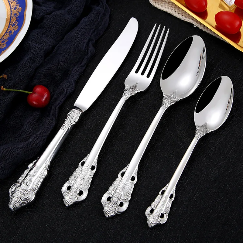 Дворец Western острый Ножи вилок и ложек 304 Нержавеющая сталь западные столовые