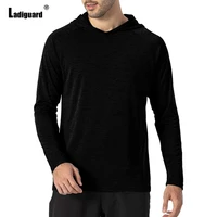 long sleeve t shirt sexy mens clothing 2021 autumn casual pullovers fashion hooded tops streetwear plus size 3xl men tees shirt