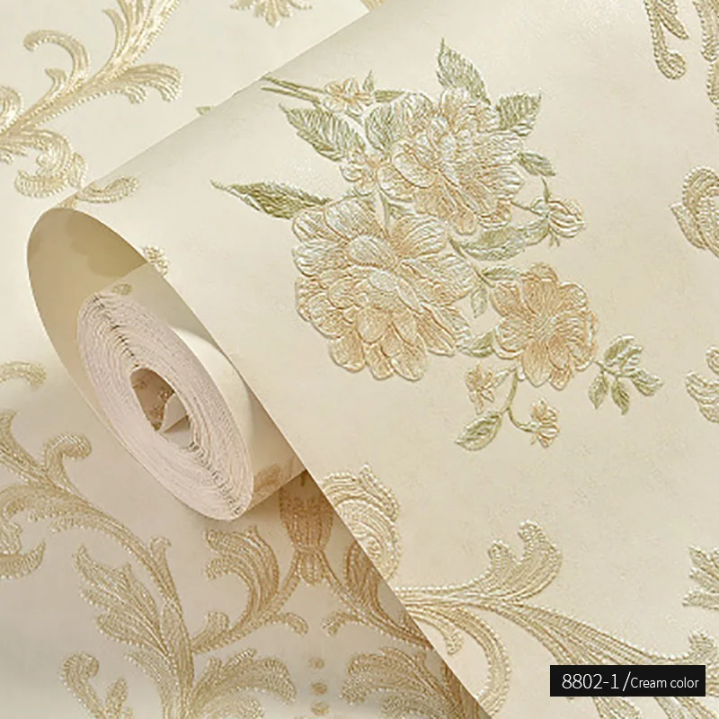 

European garden style bedroom living room background wallpaper non woven fine embossed Damascus wallpaper 3D U145