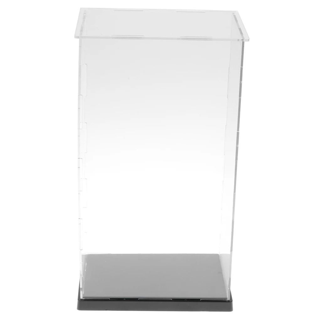 

14x19x34cm Transparent Display Show Case with Black Base for Figures Model 3D Models Product Samples Collection Display