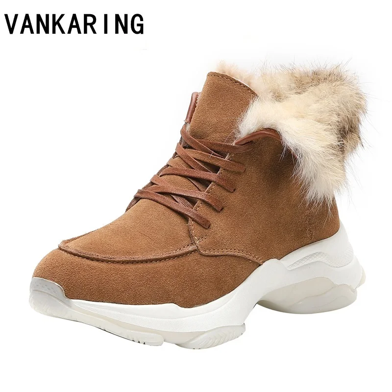 

brand fashion newest warm fur women snow ankle boots suede leather thick heels platform shoes for women basic casual shoes woman