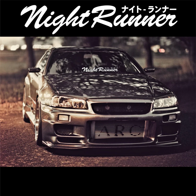 

G128 Japanese JDM Racing Sticker Night Runner Front Windshield Waterproof Car Sticker Reflective Safety Warning Decals