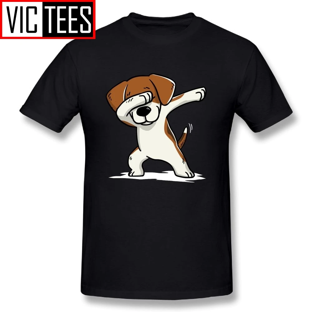 Мужские забавные модные футболки Dabbing Beagle с изображением собаки хлопковые