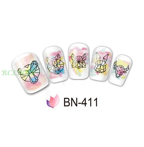 Наклейка на воду для слайдер украшения ногтей Акварельная Сова паутина чернила