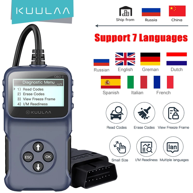 Диагностический сканер KUULAA OBD2 PK Elm327 OBDII для авто на русском языке | Автомобили и