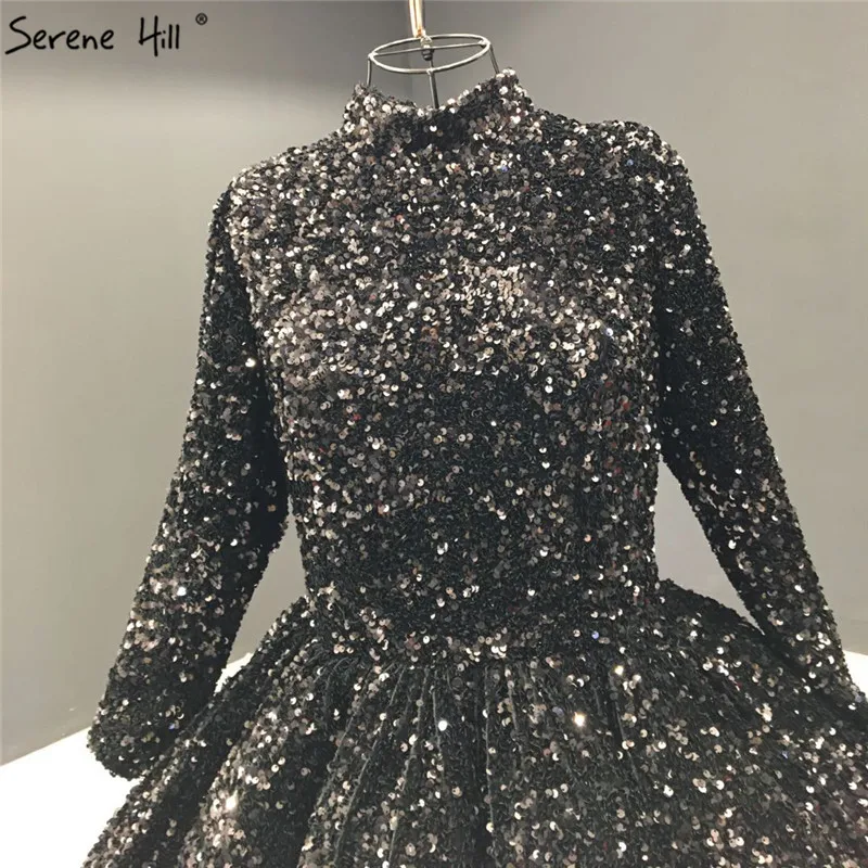 Gradual Change Black Red Dubai Wedding Dresses 2020 Luxury Long Sleeve Sequined Bride Gowns Serene Hill BHA2153 Custom Made | Свадьбы и
