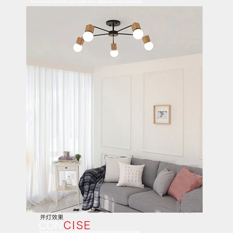 

AC100V~220V E27 Wood LED Ceiling Lights Living Room Bedroom Modern Ceiling Lamp Modern Lustres De Sala Plafon WCL020