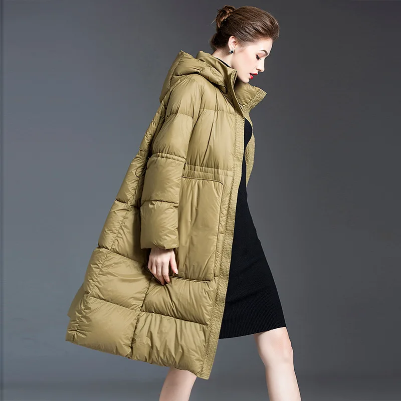 Korean Jacket Women's 2021 New Fashion Zipper Hat Detachable Women Coats and Jackets Winter 90% White Duck Down