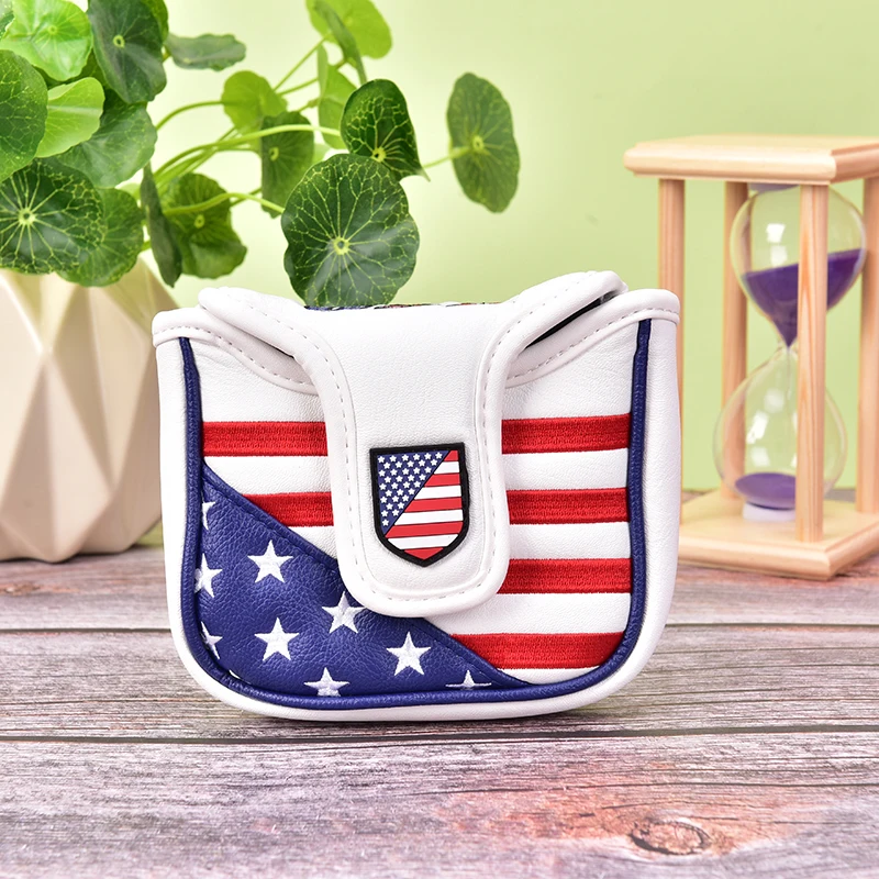

1 Pcs Golf Mallet Putter Covers Headcover PU Leather USA Flag Style Square Golf Club Head Cover Golf Head Cover