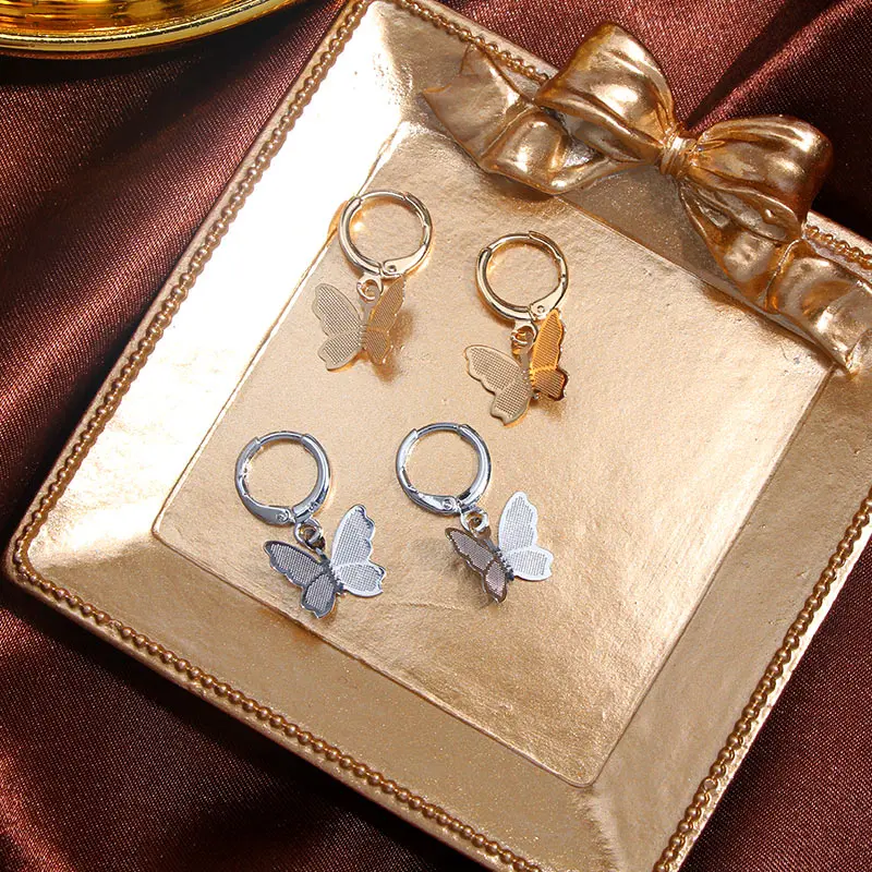 Женские серьги-подвески с бабочками JJFOUCS серьги золотого цвета милыми насекомыми