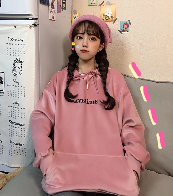 Двусторонняя бархатная Толстая мягкая розовая девочка с рисунком | Женская