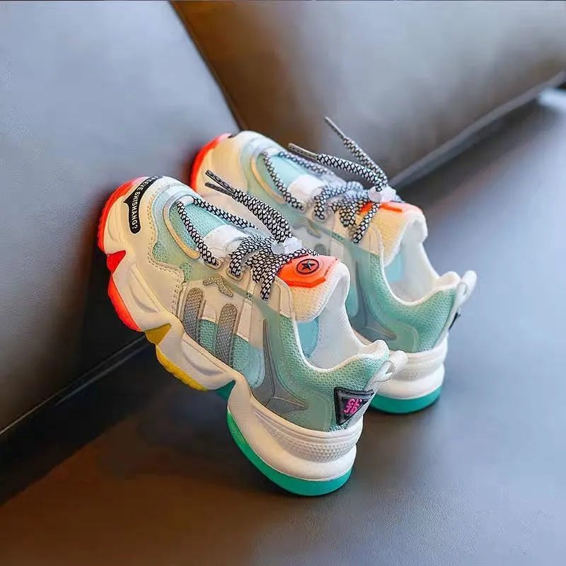 New Summer Kids Sport Shoes For Girls Sneakers Rainbow Students Breathable Mesh Children Running Light Toddler | Детская одежда и