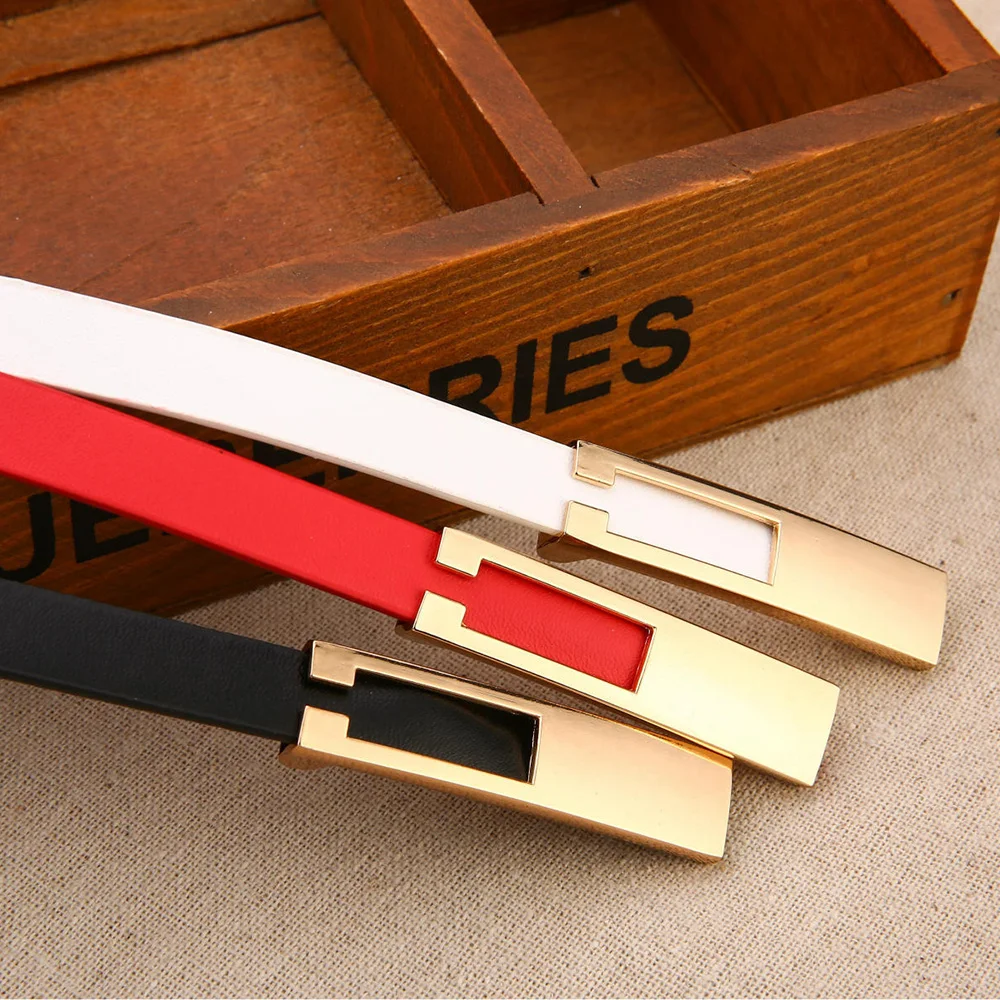

2020 Fashion Womens PU Leather Belt Waistband Jeans Dresses Decor Small Thin Fine Belt Simple Wild Waist Accessories