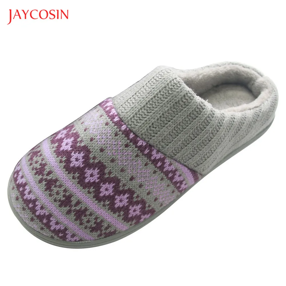 Jaycosin/женские тапочки с этническим принтом Зимние меховые шлепанцы Большие
