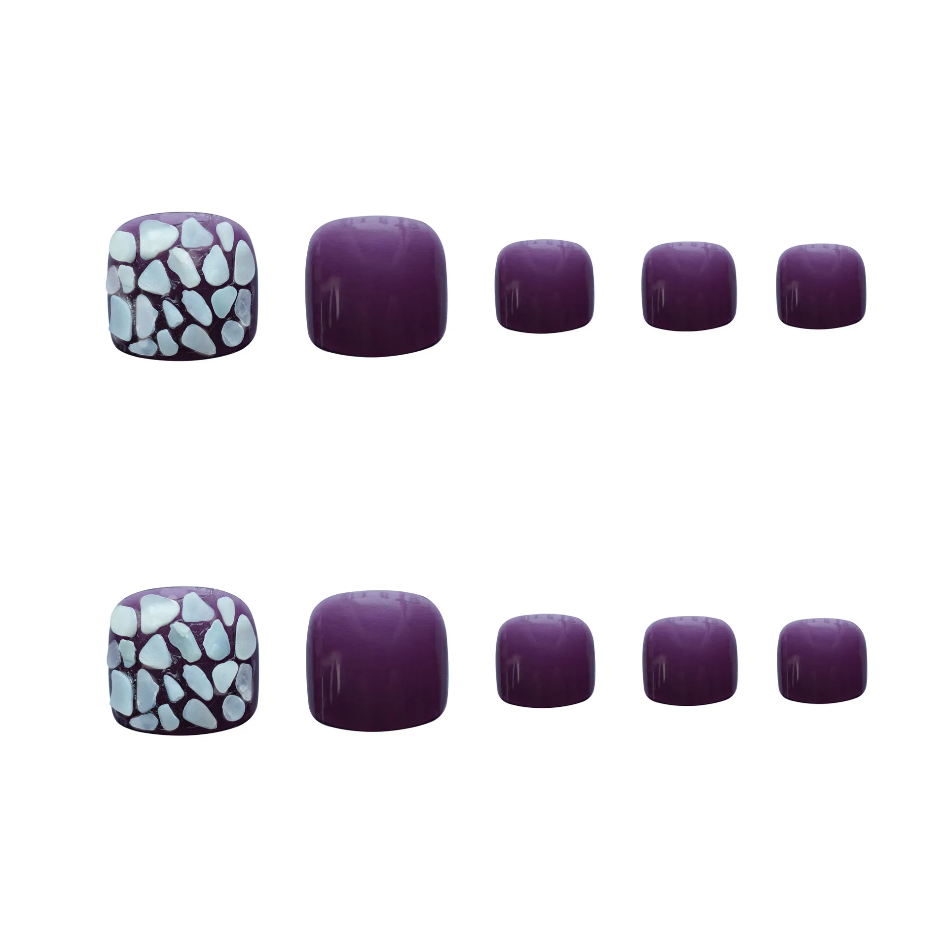 

24pcs Purple Toenails Patch Glue Type Removable Short Paragraph Fashion Manicure False Save Time ToeNails Patch STTX889