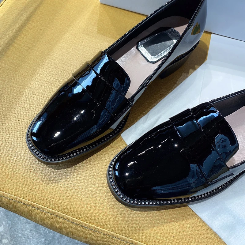 

Square Toe 3.5cm Pumps Spring Summer Brand Design Women Shoes Female OL Style Black Leather Shoes