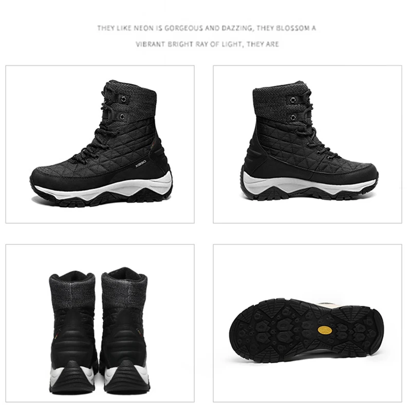 Мужские походные ботинки черные на шнуровке сохраняют тепло мужская спортивная