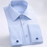 fashion men french cuff long sleeve cotton business shirt top with cufflinks mens shirts summer fashion collar blouses top