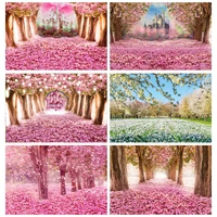 laeacco spring backdrops blossom flower cherry petals green grass sunshine scenic photo backgrounds photo backdrops photo studio