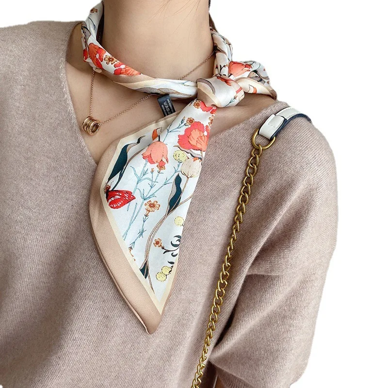 

Silk Scarf Women Shawls Wraps Fashion Small Hair Neck Hijabs Foulard Scarves Female Lady bufanda seda mujer echarpe ete soie