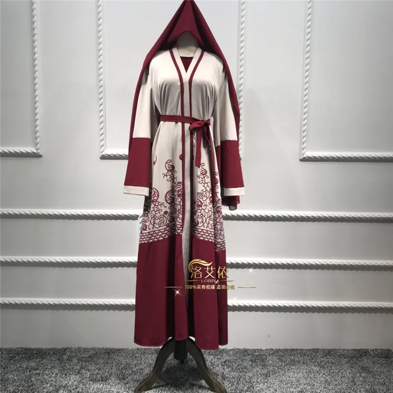 Модные длинные платья-Абайи с мусульманским принтом кардиган кимоно платья