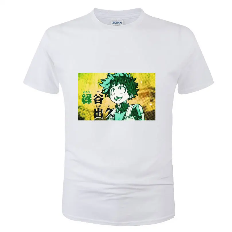 

My Hero Academia Anime Men's T-shirt Summer Loose Oversized T-Shirt Hip Hop Streetwear Pure Cotton Short Sleeve Tops Tees White