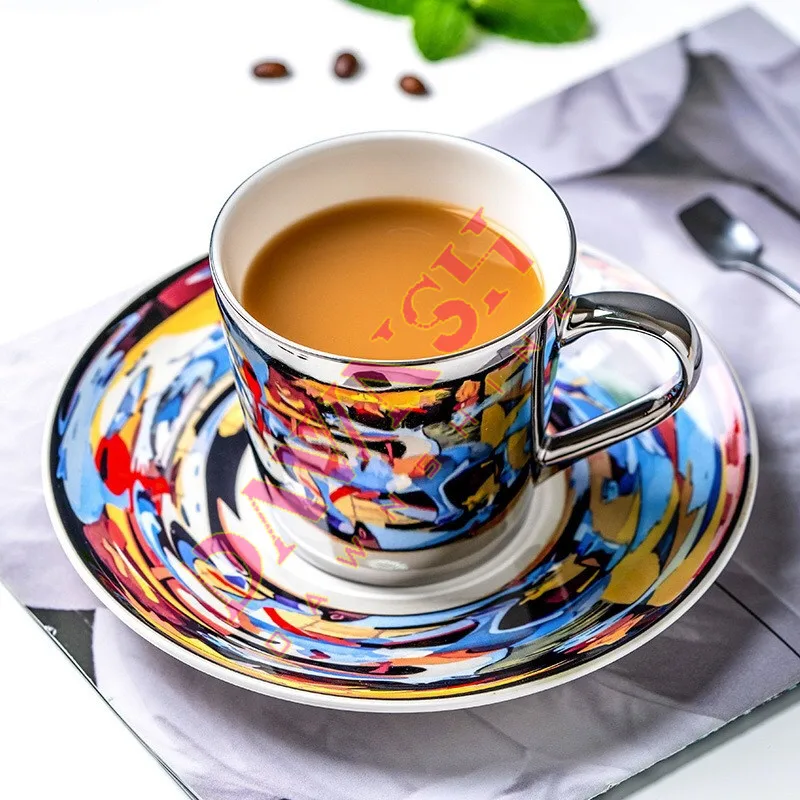 

Simple Mug European Personality Creative Reflection Ceramic Plating Mirror Afternoon Tea Cup Coffee Cup Milk Cup