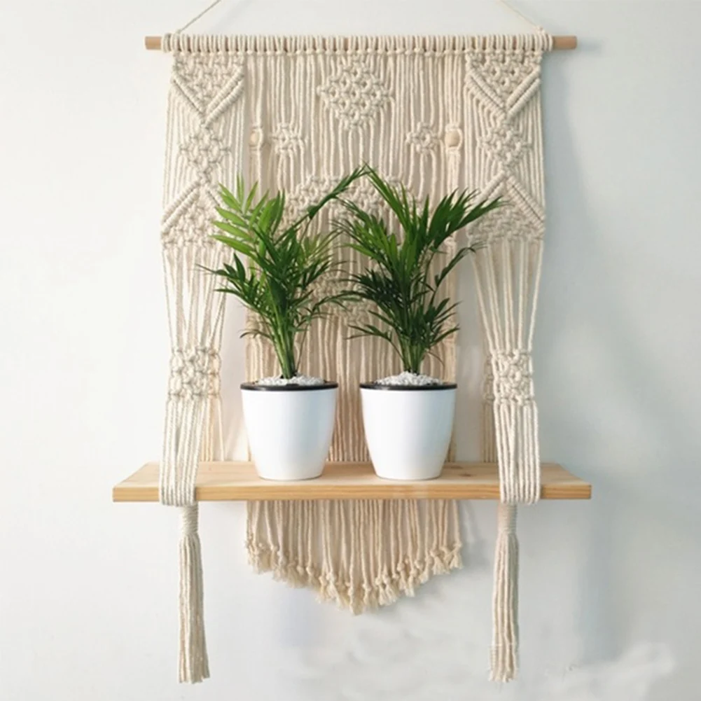 

Elegant tassel braid wall pendant tassel belt plant potted Bohemian tapestry art