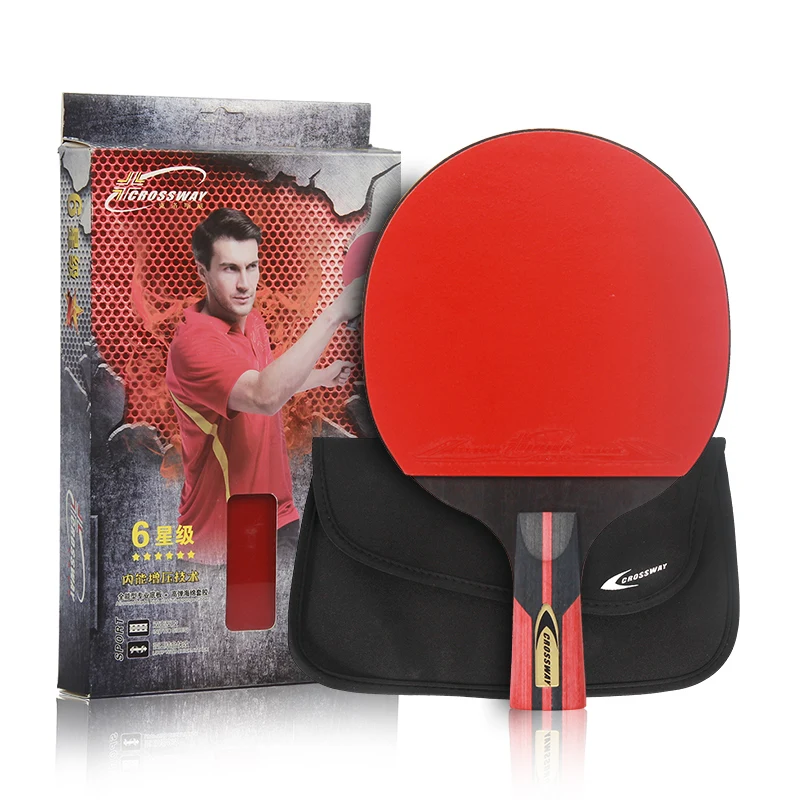 

CROSSWAY 6 Stars Ping Pong Racket Tyro Adult Club Training Super Powerfull Table Tennis Ping Pong Paddle with Killer Spin Case