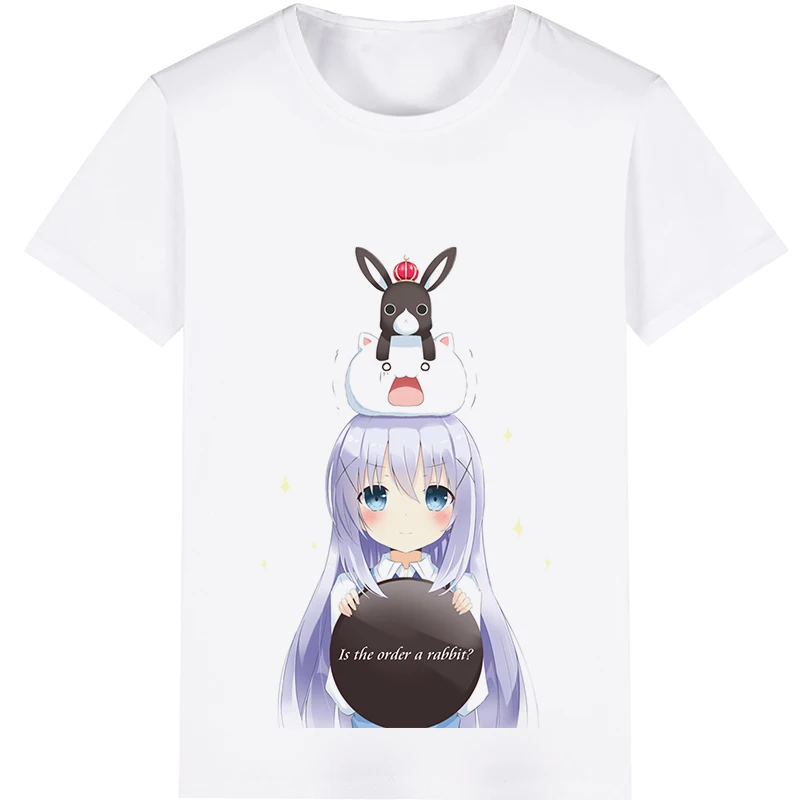 

Is the Order a Rabbit Cocoa Hoto Chino Kafu Rize Tedeza Cosplay Costume Adult Kids Child Short Sleeve T-shirt T shirt