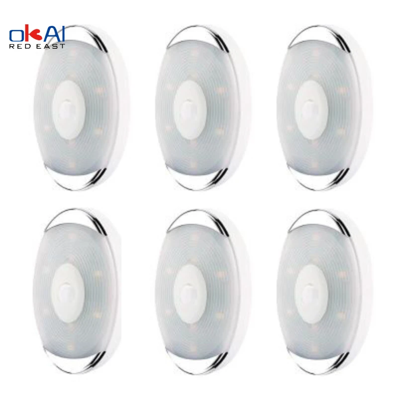 

Battery LED Oval Motion Sensor Night Light PIR Induction Wall Mounted Ellipse Light Under Cabinet Light Closet Lamp Stair Light