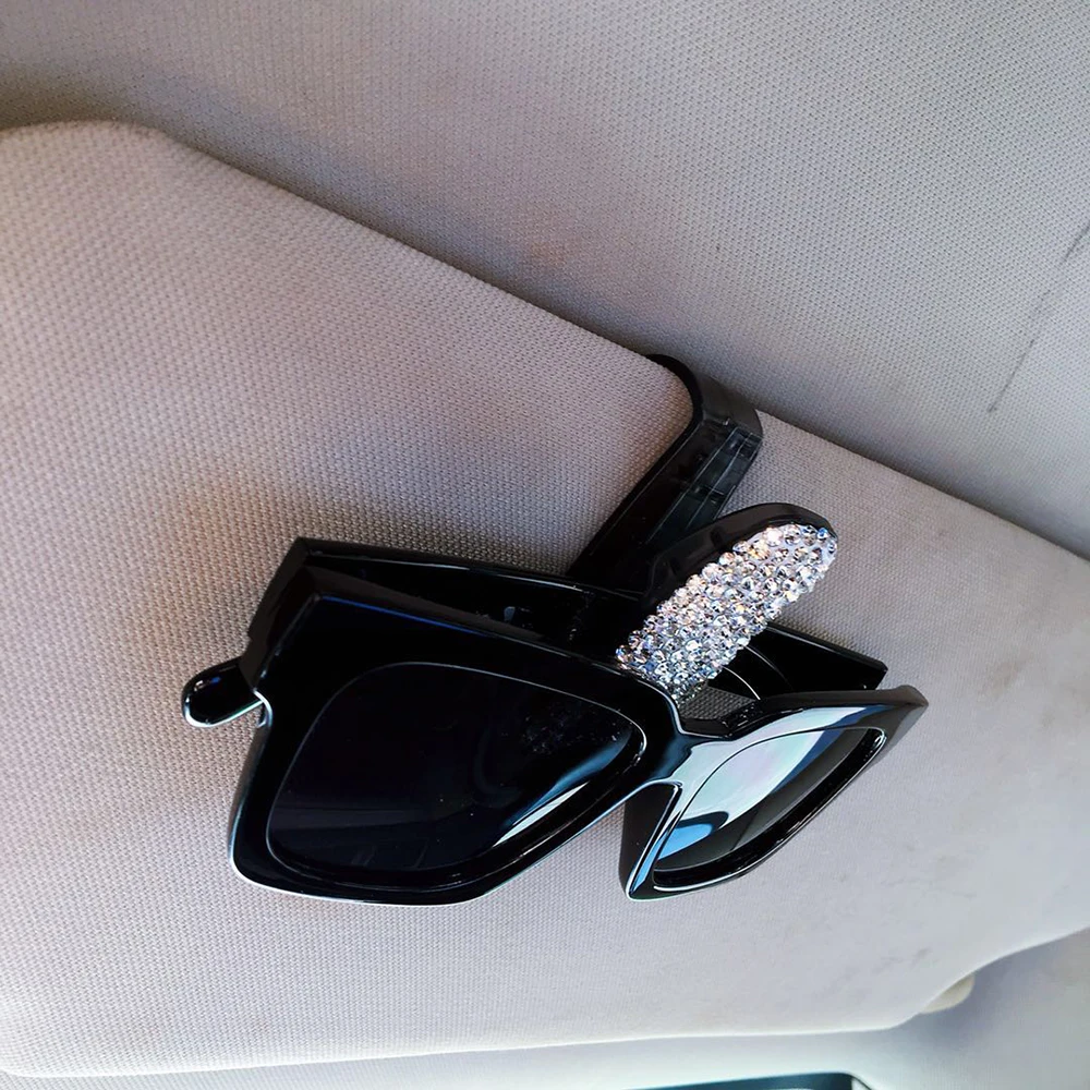 Автомобильный Стайлинг Bling автомобильный футляр для солнечных очков алмазный горный хрусталь Блестящий автомобильный козырек солнцезащитные очки клип держатель