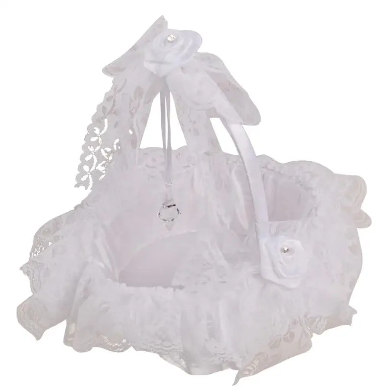 1 шт. свадебная корзина сатиновая кружевная Хрустальная со стразами для