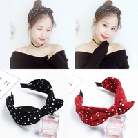 fashionable rabbit ear bow sweet cloth simple wide edge wave point hair band new pattern