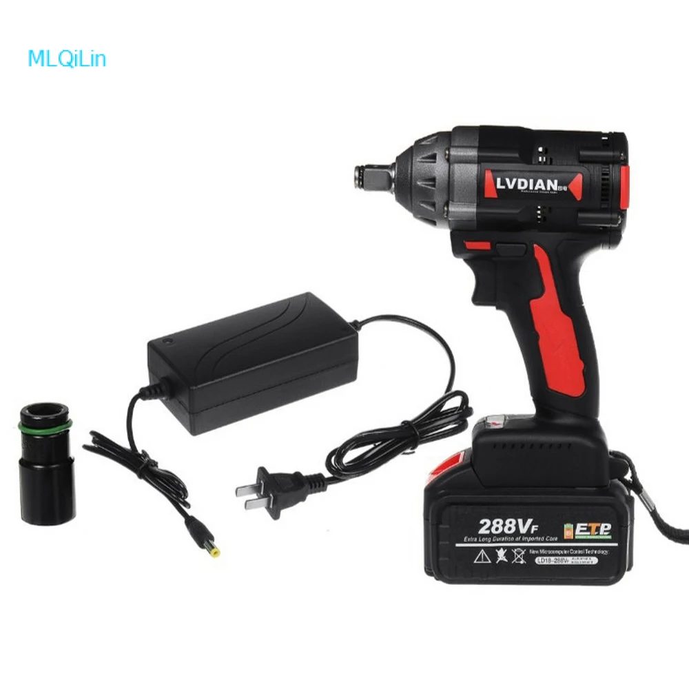 

288VF 600N.M High Torque Brushless Cordless Impact Electric Wrench Li ion Battery Home Car/SUV Wheel Socket Wrench Power Tools