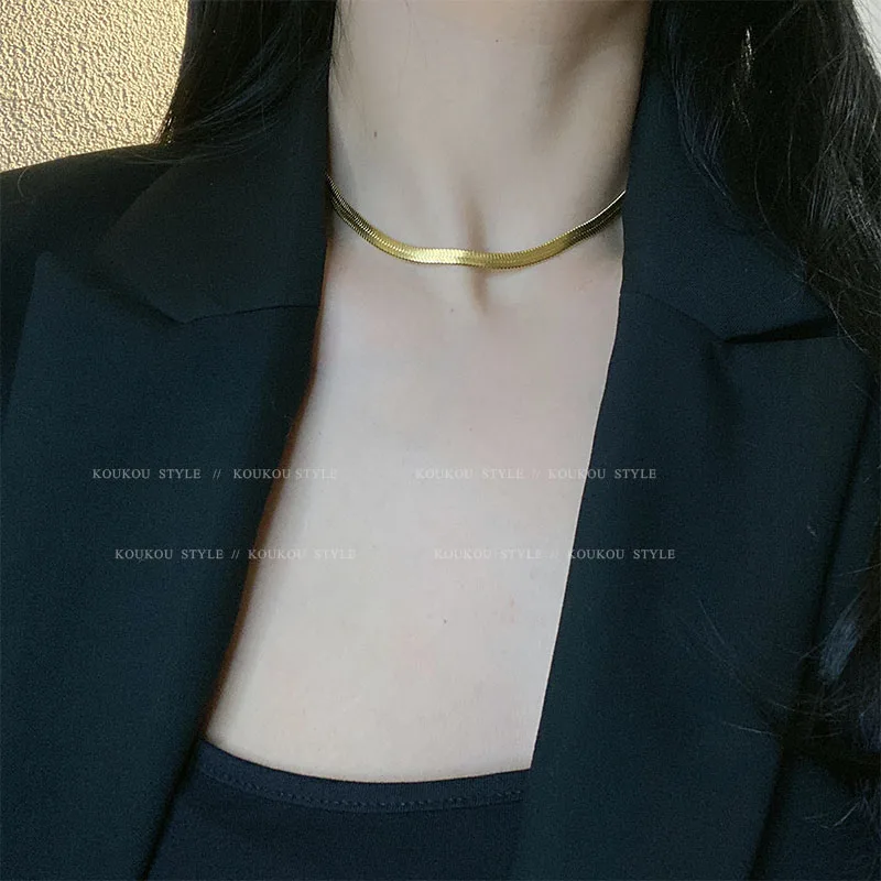 

Snake Bones Steel Clavicle Chain 2021new Women's Necklace Thick Ins Cold Style European and American