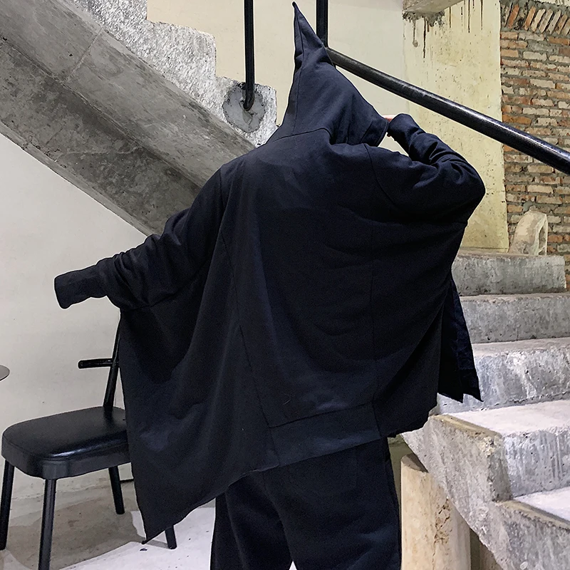 Харадзюку Мужская Оригинальная шапка ведьмы накидка с капюшоном свитер пальто