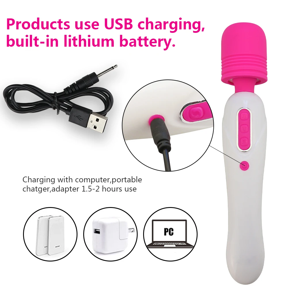 Мощный AV Stick волшебная палочка Вибратор массажер USB Перезаряжаемый клиторальный