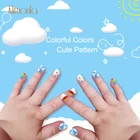 24 шт.кор. новый красивый и красочный детский пресс для ногтей, для нанесения с помощью клея дизайн накладные ногти полное покрытие Ложные Акриловые с французский наконечник