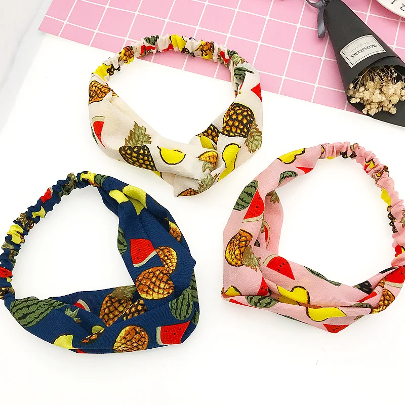 Повязка для волос с фруктовым принтом женская эластичная 2019 |