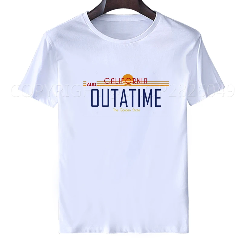 Back to the Future tshirt men Movie California License Plate OUTATIME t-shirt Aug 86 T-Shirt summer white tops tee hip hop |