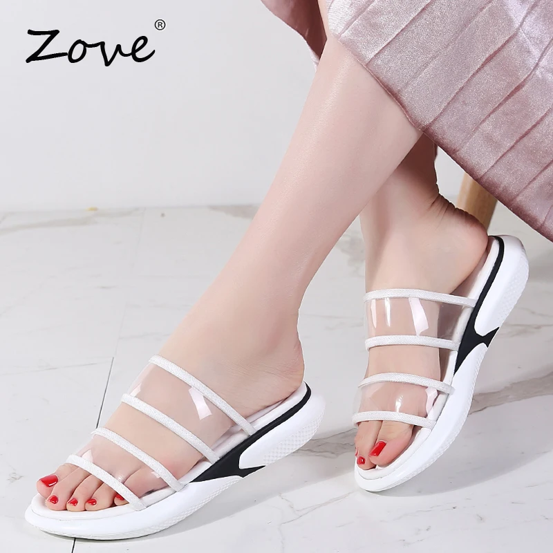 Женские босоножки без задника ZOVE пляжные на плоской подошве с открытым носком